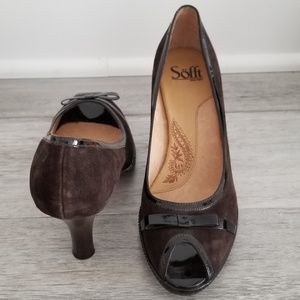 Sofft brand heels brown leather suede NWOT